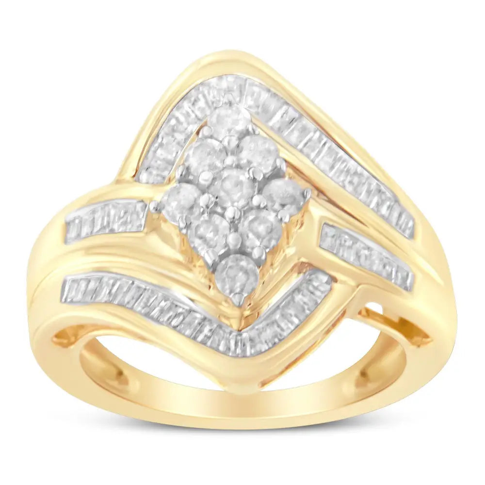 10k Yellow Gold Diamond Bypass Cluster Ring (1 Cttw I-j Color I2-i3 Clarity) - Fine Jewelry us Direct