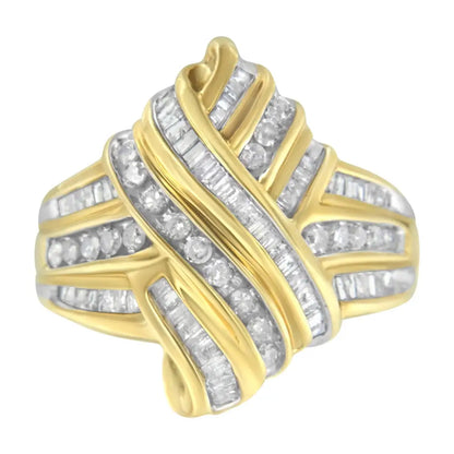 10k Yellow Gold Diamond Bypass Ring (1.0 Cttw H-i Color I2-i3 Clarity) - 6.5 - Fine Jewelry us Direct