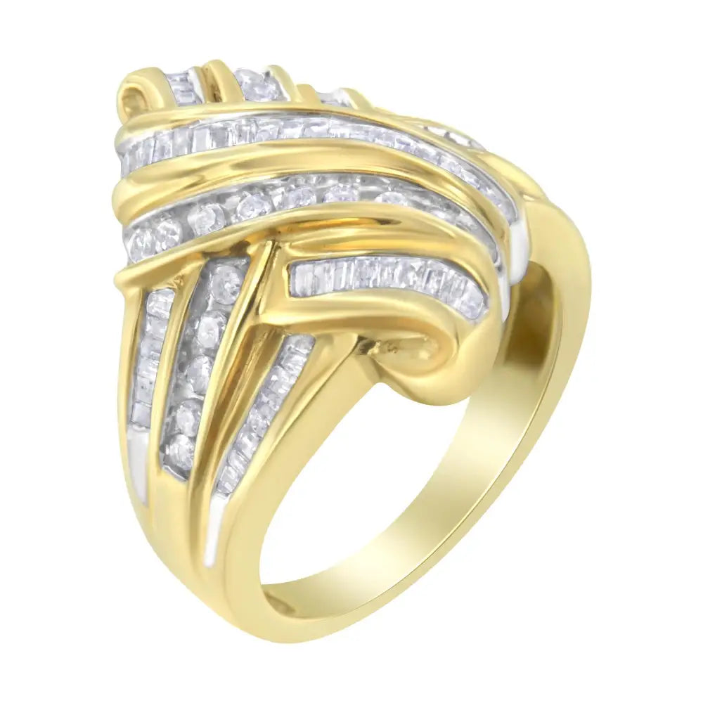 10k Yellow Gold Diamond Bypass Ring (1.0 Cttw H-i Color I2-i3 Clarity) - 6.5 - Fine Jewelry us Direct