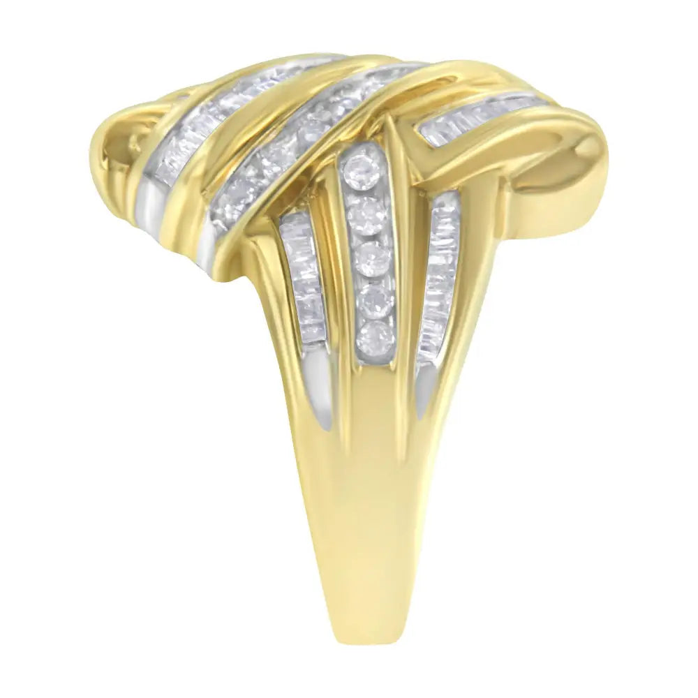 10k Yellow Gold Diamond Bypass Ring (1.0 Cttw H-i Color I2-i3 Clarity) - 6.5 - Fine Jewelry us Direct