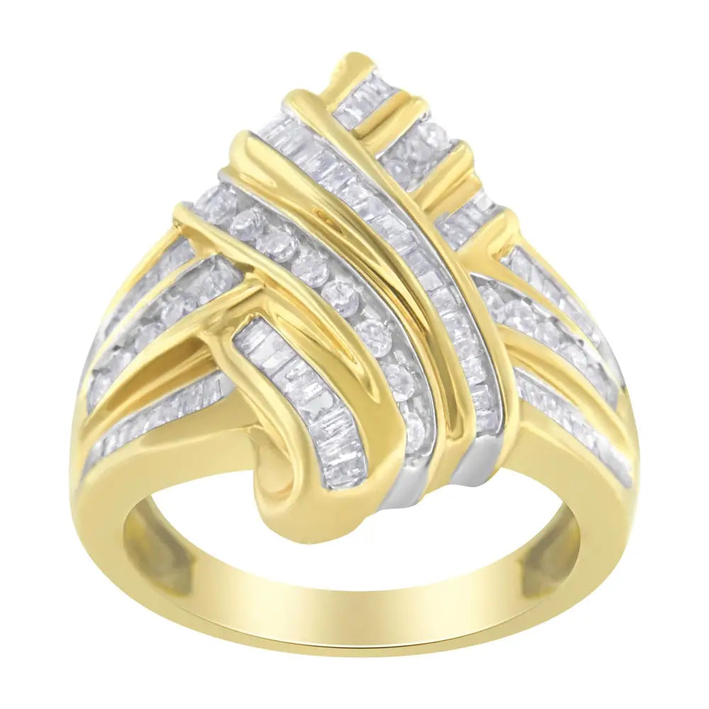 10k Yellow Gold Diamond Bypass Ring (1.0 Cttw H-i Color I2-i3 Clarity) - 6.5 - Fine Jewelry us Direct