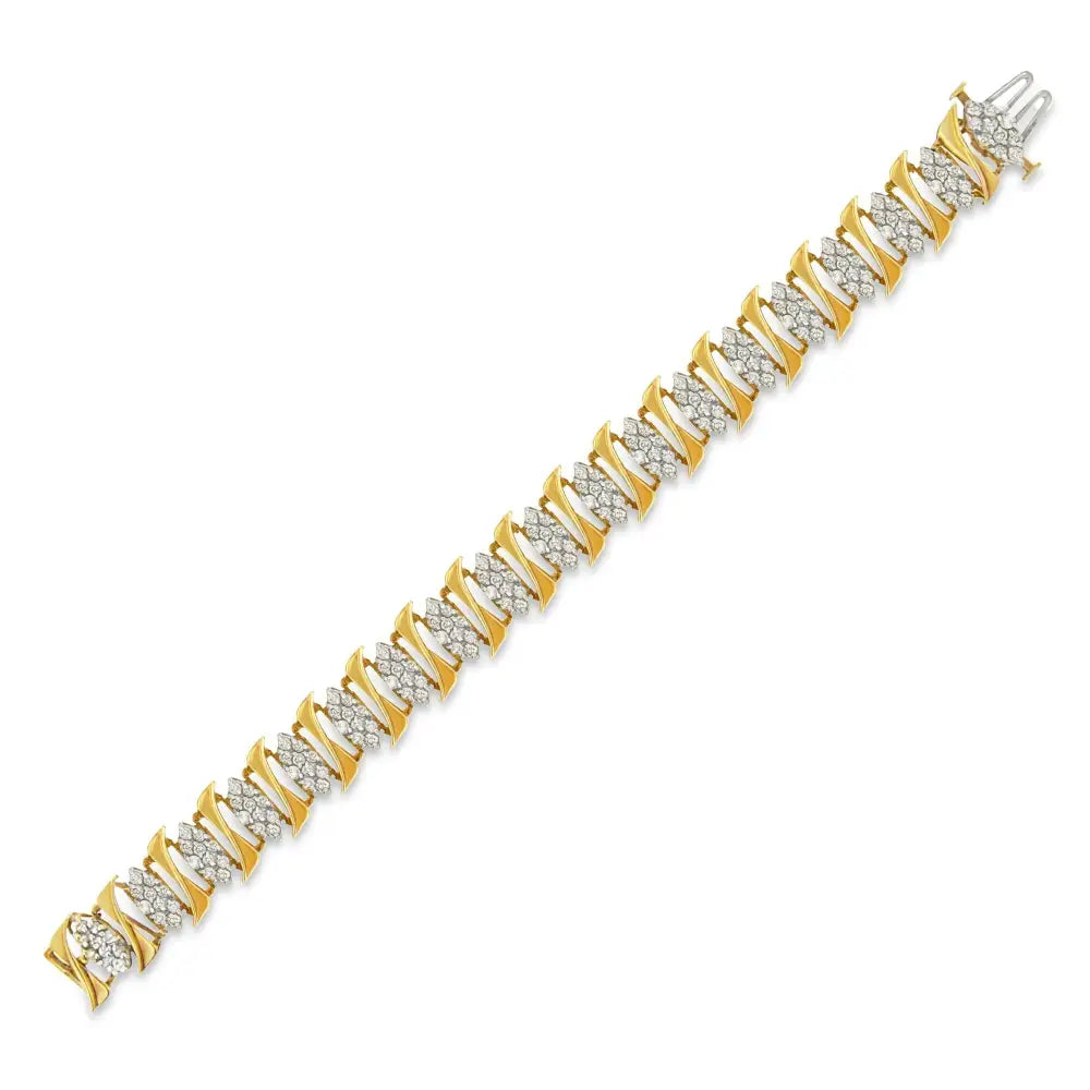 10k Yellow Gold Diamond Cluster Link Tennis Bracelet (7.00cttw I-j Color I2-i3 Clarity)) - Fine Jewelry us Direct