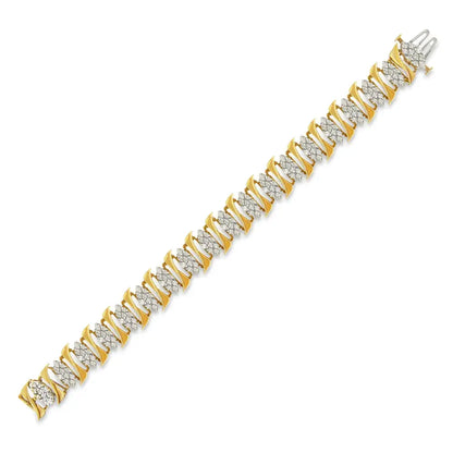 10k Yellow Gold Diamond Cluster Link Tennis Bracelet (7.00cttw I-j Color I2-i3 Clarity)) - Fine Jewelry us Direct