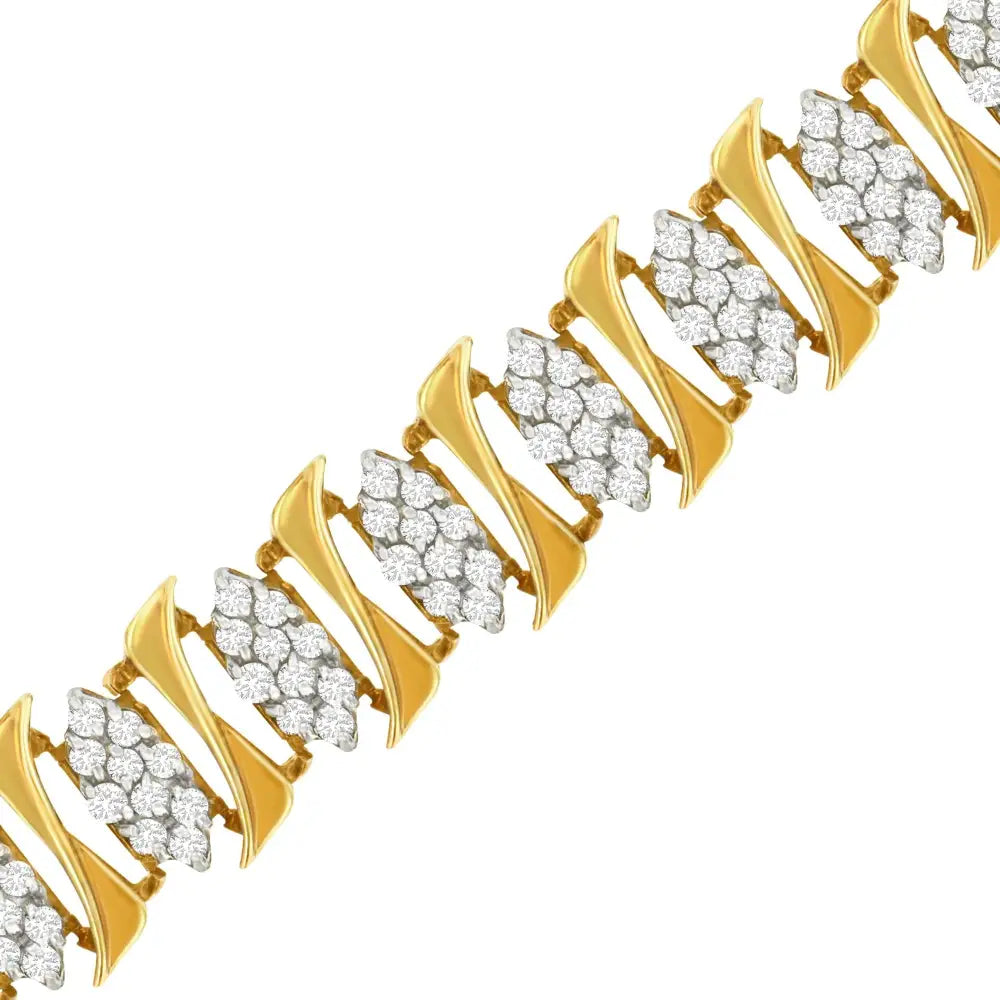 10k Yellow Gold Diamond Cluster Link Tennis Bracelet (7.00cttw I-j Color I2-i3 Clarity)) - Fine Jewelry us Direct