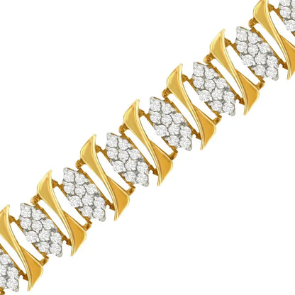 10k Yellow Gold Diamond Cluster Link Tennis Bracelet (7.00cttw I-j Color I2-i3 Clarity)) - Fine Jewelry us Direct