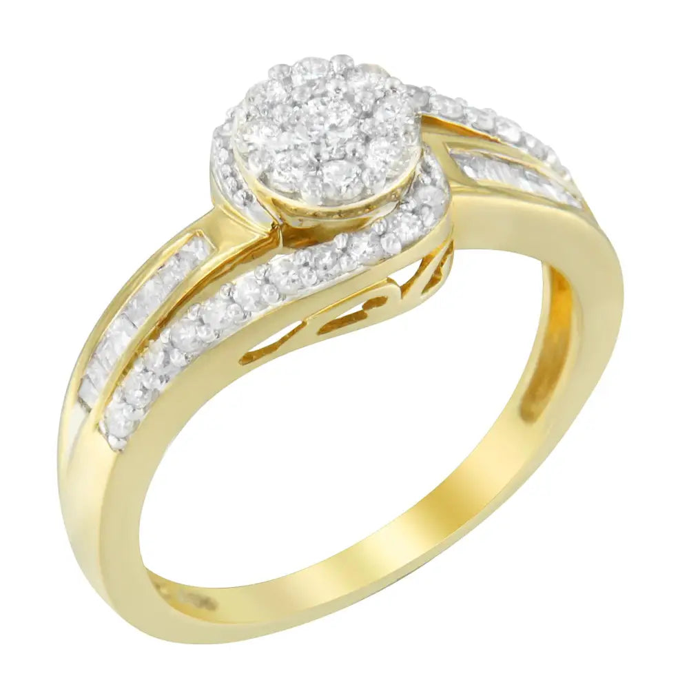 10k Yellow Gold Diamond Cluster Ring (1/2 Cttw I-j Color I2-i3 Clarity) - Fine Jewelry us Direct