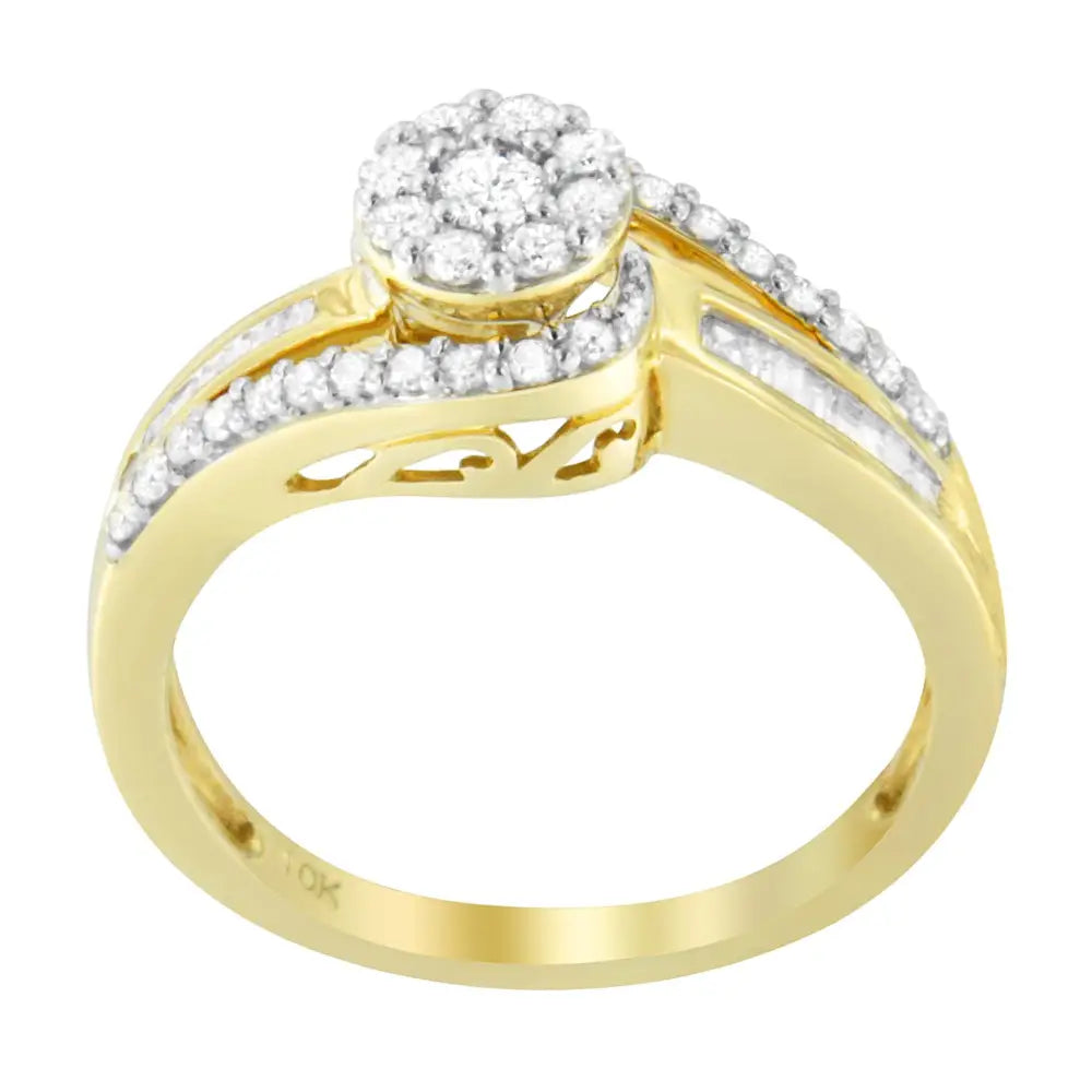 10k Yellow Gold Diamond Cluster Ring (1/2 Cttw I-j Color I2-i3 Clarity) - Fine Jewelry us Direct