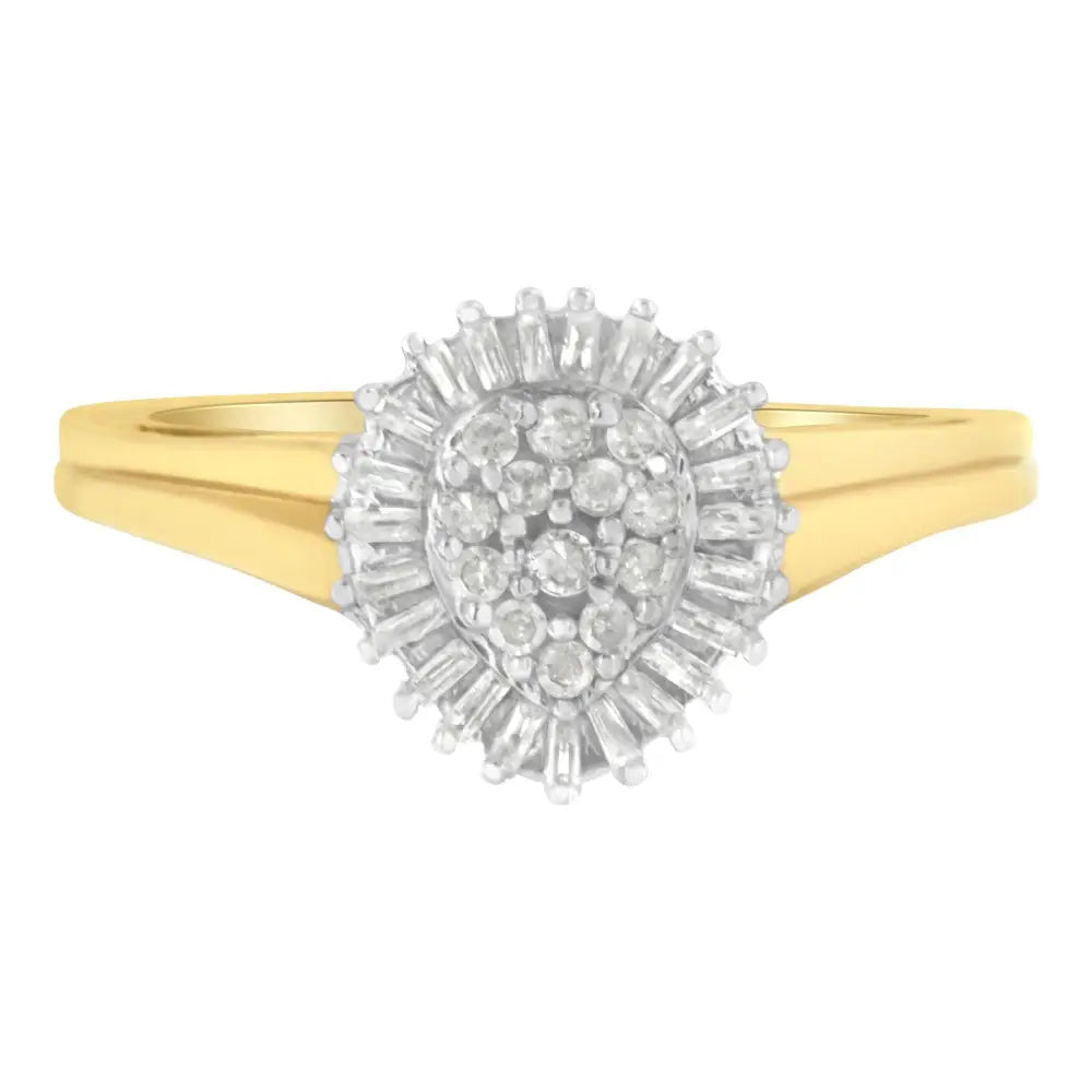 10k Yellow Gold Diamond Cluster Ring (1/4 Cttw I-j Color I2-i3 Clarity) - Fine Jewelry us Direct