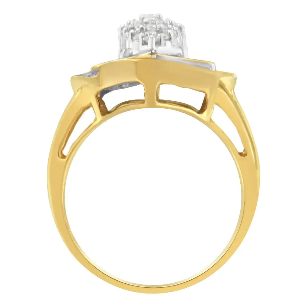 10k Yellow Gold Diamond Cluster Ring (3/4 Cttw J-k Color I2-i3 Clarity) - Fine Jewelry us Direct