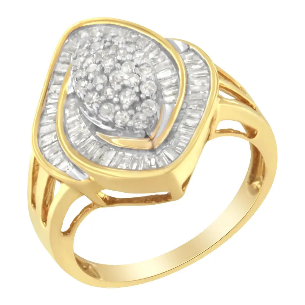 10k Yellow Gold Diamond Cluster Ring (3/4 Cttw J-k Color I2-i3 Clarity) - Fine Jewelry us Direct