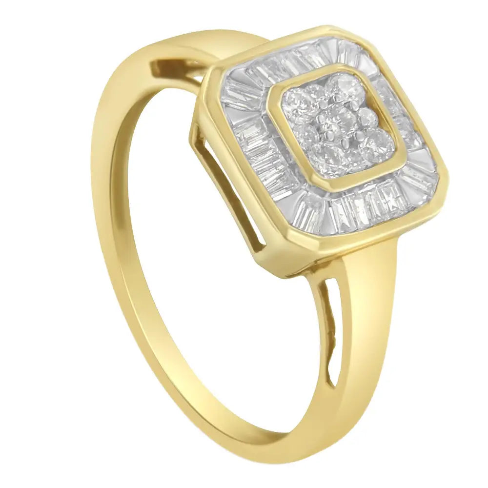 10k Yellow Gold Diamond Cocktail Ring (1/2 Cttw I-j Color Si2-i1 Clarity) - Fine Jewelry us Direct