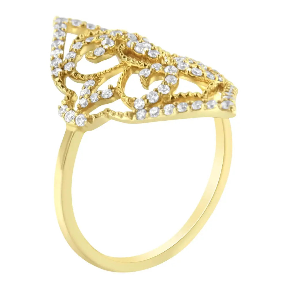 10k Yellow Gold Diamond Cocktail Ring (1/2 Cttw I1-i2 Clarity H-i Color) - 7 - Fine Jewelry us Direct