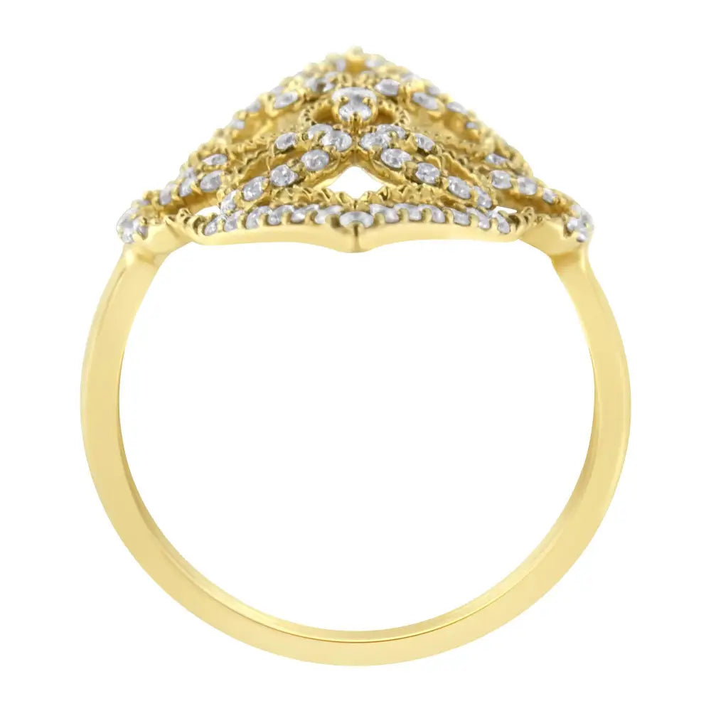 10k Yellow Gold Diamond Cocktail Ring (1/2 Cttw I1-i2 Clarity H-i Color) - 7 - Fine Jewelry us Direct