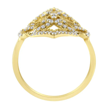 10k Yellow Gold Diamond Cocktail Ring (1/2 Cttw I1-i2 Clarity H-i Color) - 7 - Fine Jewelry us Direct