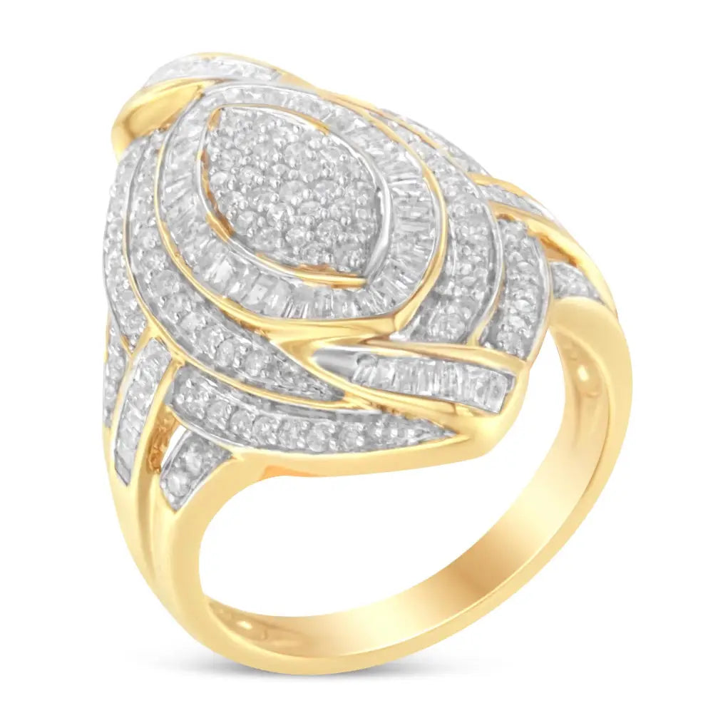 10k Yellow Gold Diamond Cocktail Ring (1 Cttw I-j Color I2-i3 Clarity) - Fine Jewelry us Direct