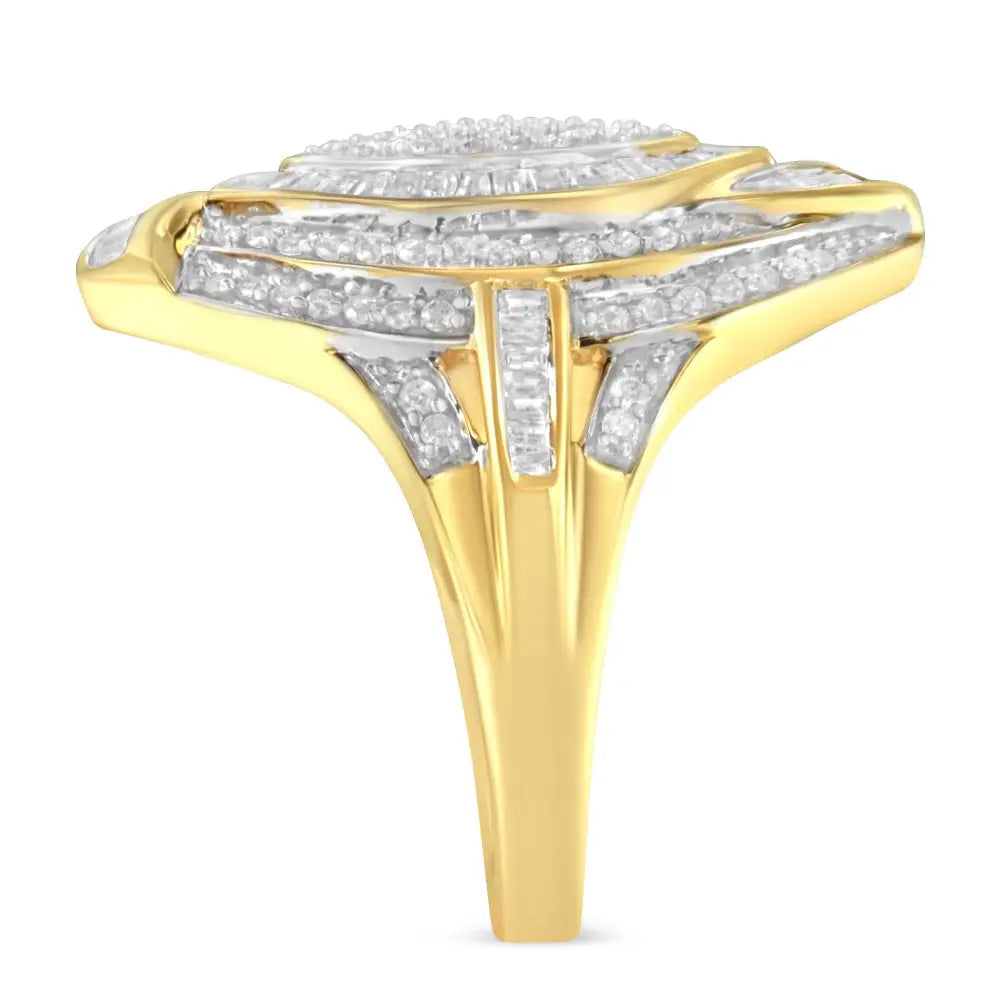 10k Yellow Gold Diamond Cocktail Ring (1 Cttw I-j Color I2-i3 Clarity) - Fine Jewelry us Direct