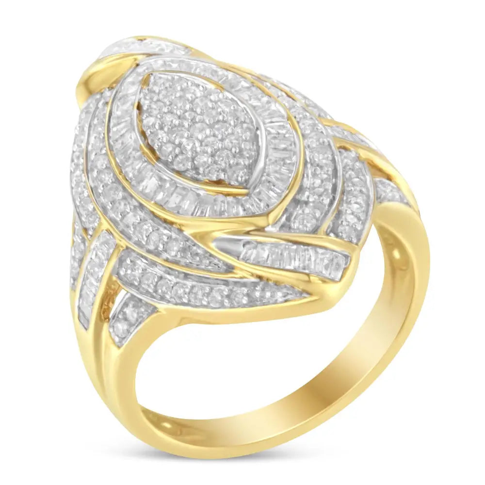 10k Yellow Gold Diamond Cocktail Ring (1 Cttw I-j Color I2-i3 Clarity) - Fine Jewelry us Direct