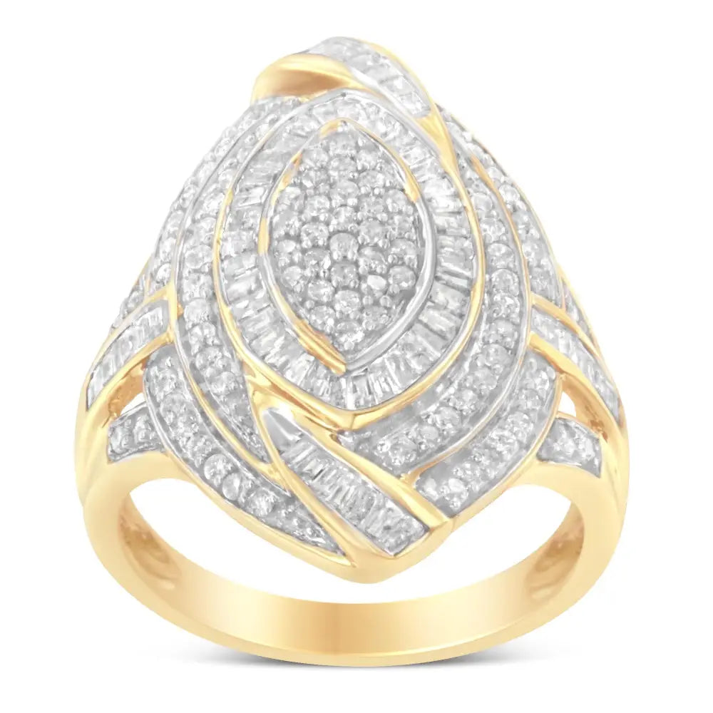 10k Yellow Gold Diamond Cocktail Ring (1 Cttw I-j Color I2-i3 Clarity) - Fine Jewelry us Direct