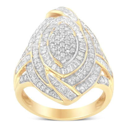 10k Yellow Gold Diamond Cocktail Ring (1 Cttw I-j Color I2-i3 Clarity) - Fine Jewelry us Direct