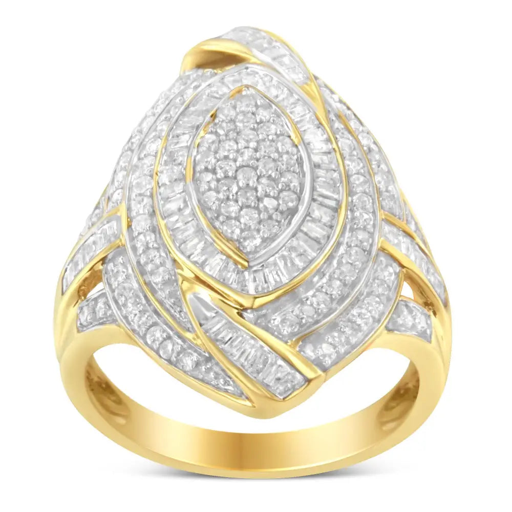 10k Yellow Gold Diamond Cocktail Ring (1 Cttw I-j Color I2-i3 Clarity) - Fine Jewelry us Direct