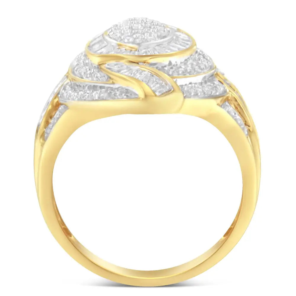 10k Yellow Gold Diamond Cocktail Ring (1 Cttw I-j Color I2-i3 Clarity) - Fine Jewelry us Direct