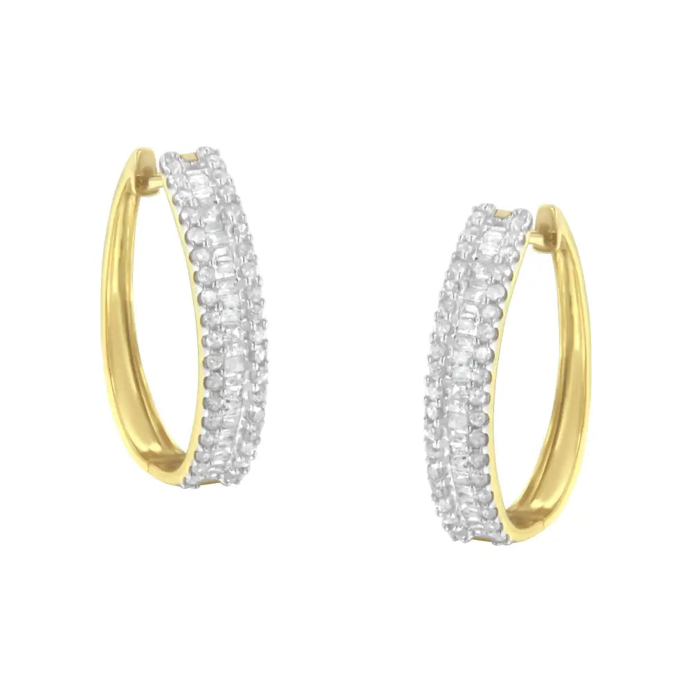 10k Yellow Gold Diamond Hoop Earring (3/4 Cttw I-j Color I2-i3 Clarity) - Fine Jewelry us Direct