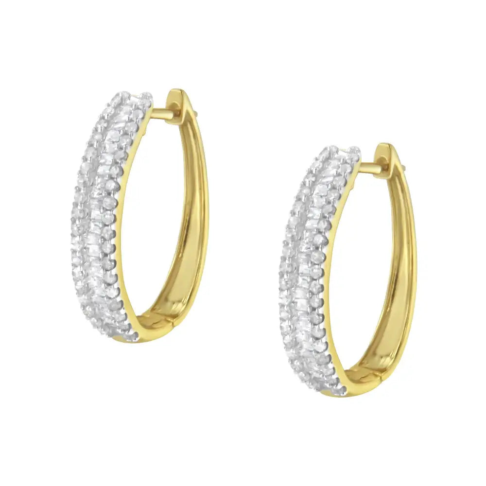 10k Yellow Gold Diamond Hoop Earring (3/4 Cttw I-j Color I2-i3 Clarity) - Fine Jewelry us Direct