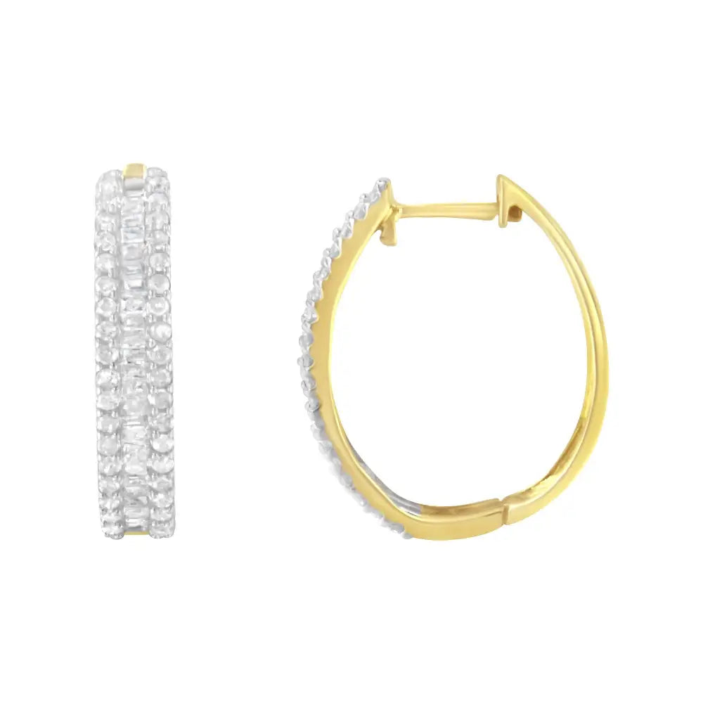 10k Yellow Gold Diamond Hoop Earring (3/4 Cttw I-j Color I2-i3 Clarity) - Fine Jewelry us Direct