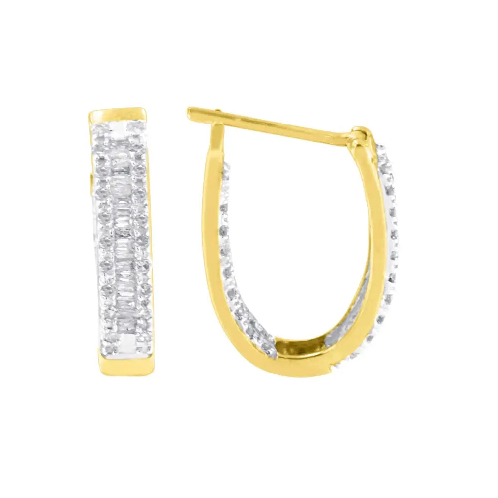 10k Yellow Gold Diamond Hoop Earrings (1 Cttw I-j Color I1-i2 Clarity) - Fine Jewelry us Direct