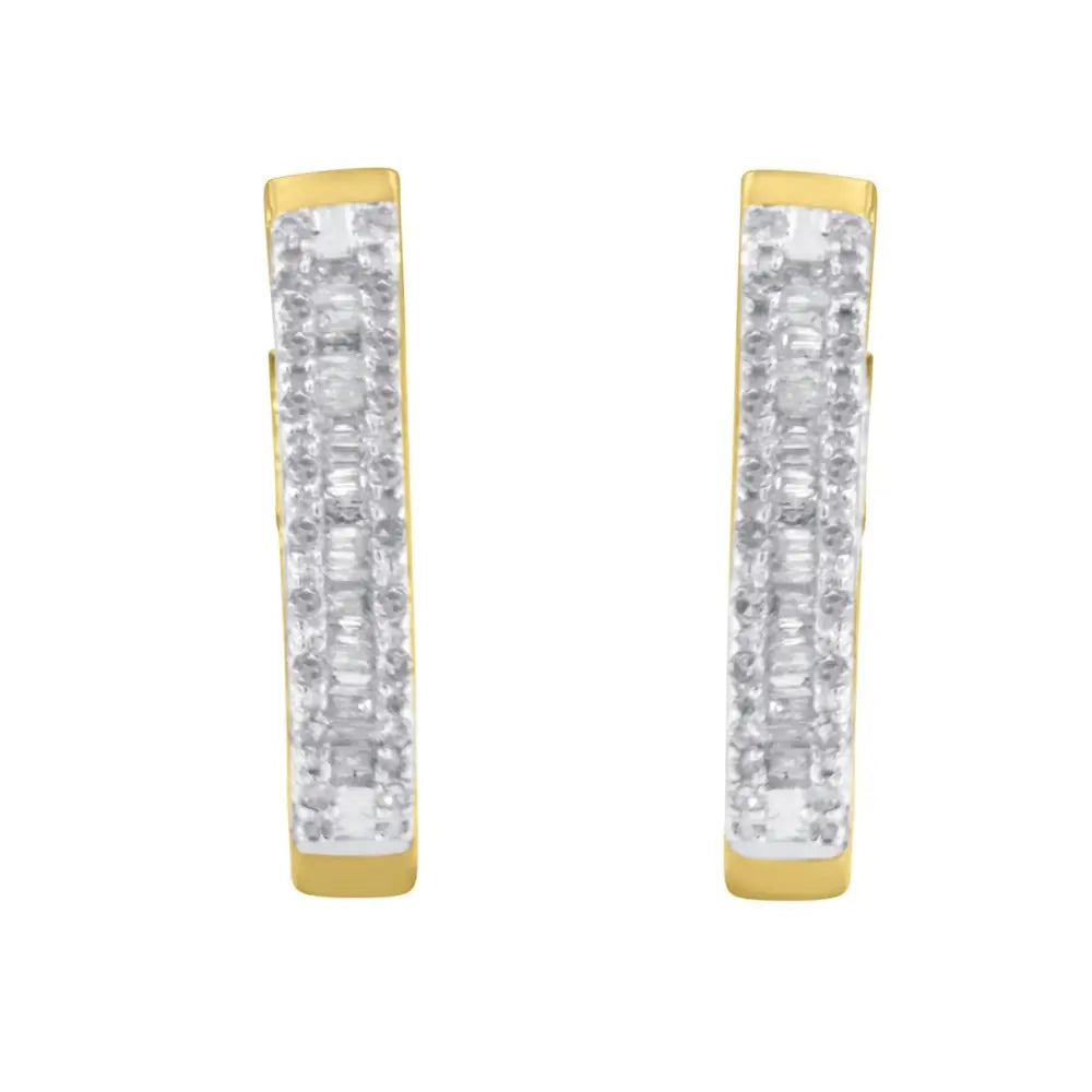 10k Yellow Gold Diamond Hoop Earrings (1 Cttw I-j Color I1-i2 Clarity) - Fine Jewelry us Direct