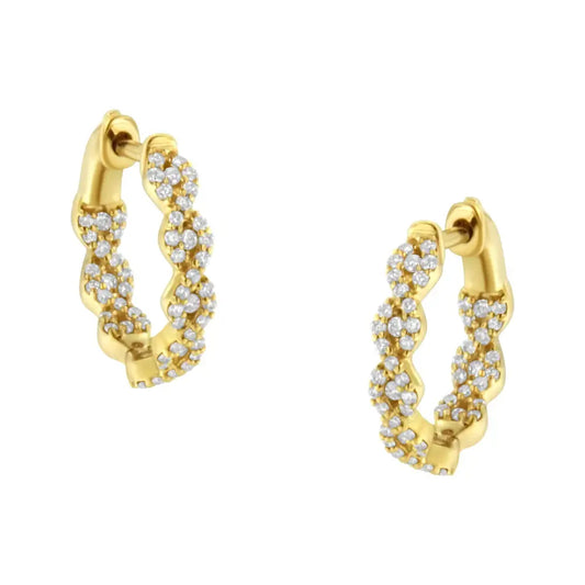 10k Yellow Gold Diamond Huggy Earrings (1/2 Cttw H-i Color I1-i2 Clarity) - Fine Jewelry us Direct