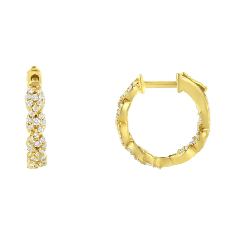 10k Yellow Gold Diamond Huggy Earrings (1/2 Cttw H-i Color I1-i2 Clarity) - Fine Jewelry us Direct