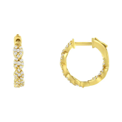 10k Yellow Gold Diamond Huggy Earrings (1/2 Cttw H-i Color I1-i2 Clarity) - Fine Jewelry us Direct