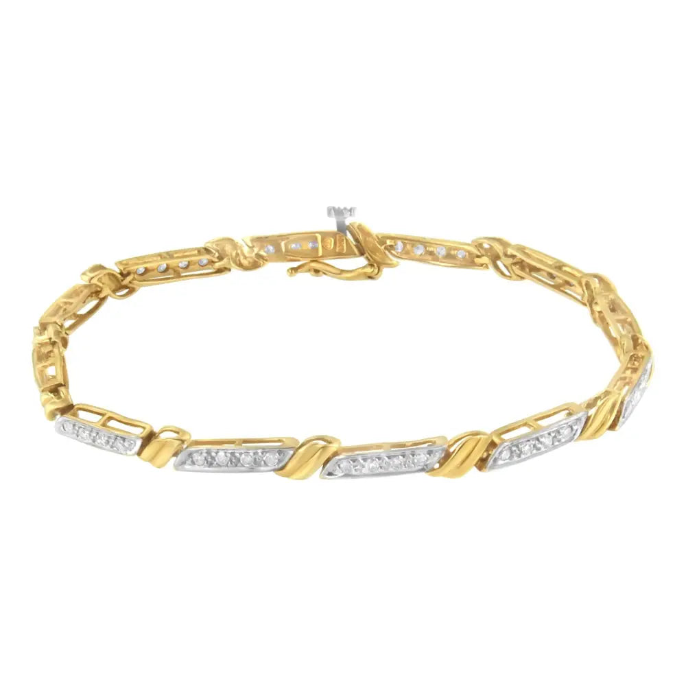 10k Yellow Gold Diamond Link Bracelet (1/2 Cttw I-j Color I2-i3 Clarity) - Fine Jewelry us Direct