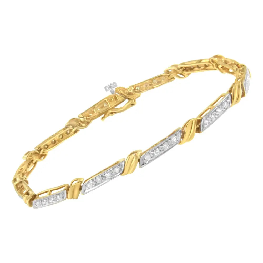 10k Yellow Gold Diamond Link Bracelet (1/2 Cttw I-j Color I2-i3 Clarity) - Fine Jewelry us Direct