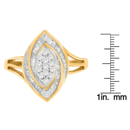 10k Yellow Gold Diamond Oval Cluster Ring (1/2 Cttw I-j Color I2-i3 Clarity) - Fine Jewelry us Direct