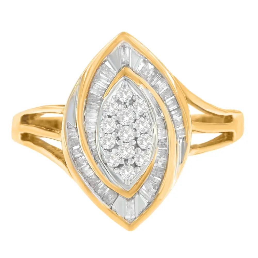 10k Yellow Gold Diamond Oval Cluster Ring (1/2 Cttw I-j Color I2-i3 Clarity) - Fine Jewelry us Direct