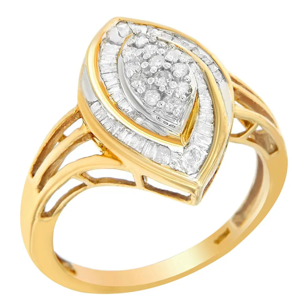 10k Yellow Gold Diamond Oval Cluster Ring (1/2 Cttw I-j Color I2-i3 Clarity) - Fine Jewelry us Direct