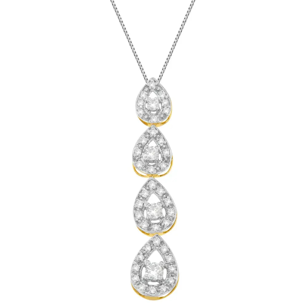 10k Yellow Gold Diamond Tears of Love Drop Pendant Necklace (0.5 Cttw H-i Color I1-i2 Clarity) - Fine Jewelry us Direct