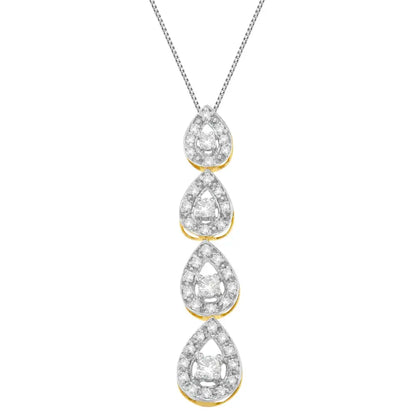 10k Yellow Gold Diamond Tears of Love Drop Pendant Necklace (0.5 Cttw H-i Color I1-i2 Clarity) - Fine Jewelry us Direct