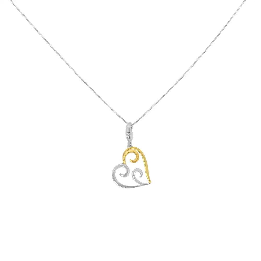 10k Yellow Gold Flashed.925 Sterling Silver Heart-shaped Pendant Necklace - Fine Jewelry us Direct