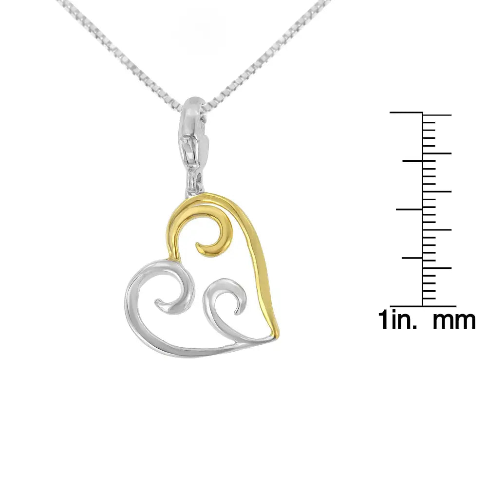 10k Yellow Gold Flashed.925 Sterling Silver Heart-shaped Pendant Necklace - Fine Jewelry us Direct