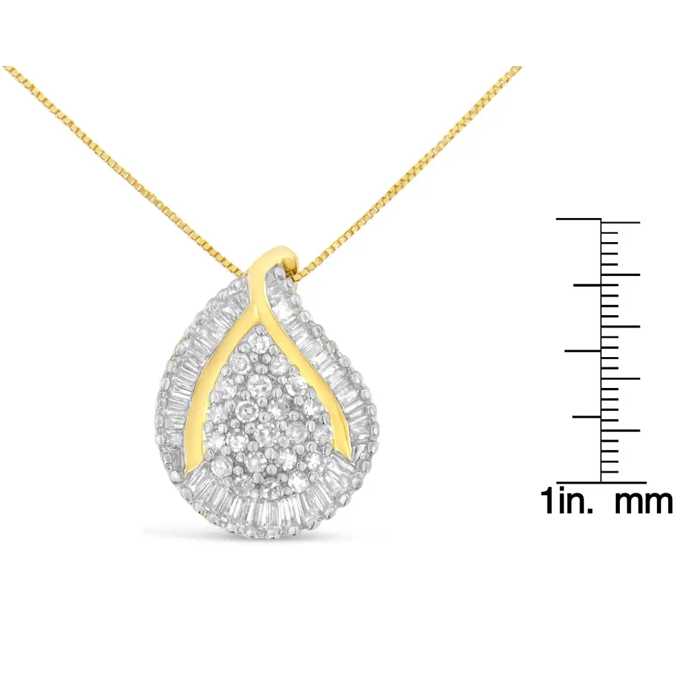 10k Yellow Gold Mixed-cut Diamond Tear Drop Pendant Necklace (0.5 Cttw J-k Color I2-i3 Clarity) - Fine Jewelry us Direct