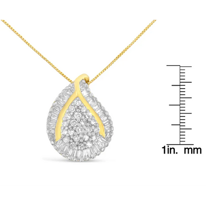 10k Yellow Gold Mixed-cut Diamond Tear Drop Pendant Necklace (0.5 Cttw J-k Color I2-i3 Clarity) - Fine Jewelry us Direct