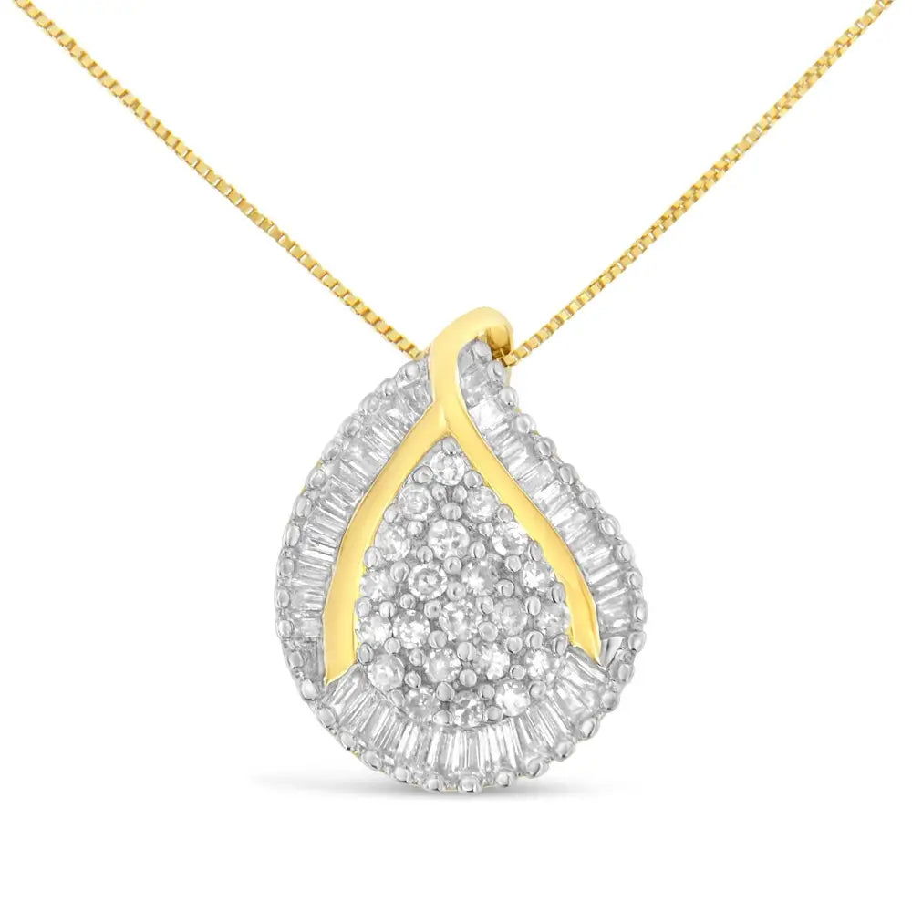 10k Yellow Gold Mixed-cut Diamond Tear Drop Pendant Necklace (0.5 Cttw J-k Color I2-i3 Clarity) - Fine Jewelry us Direct