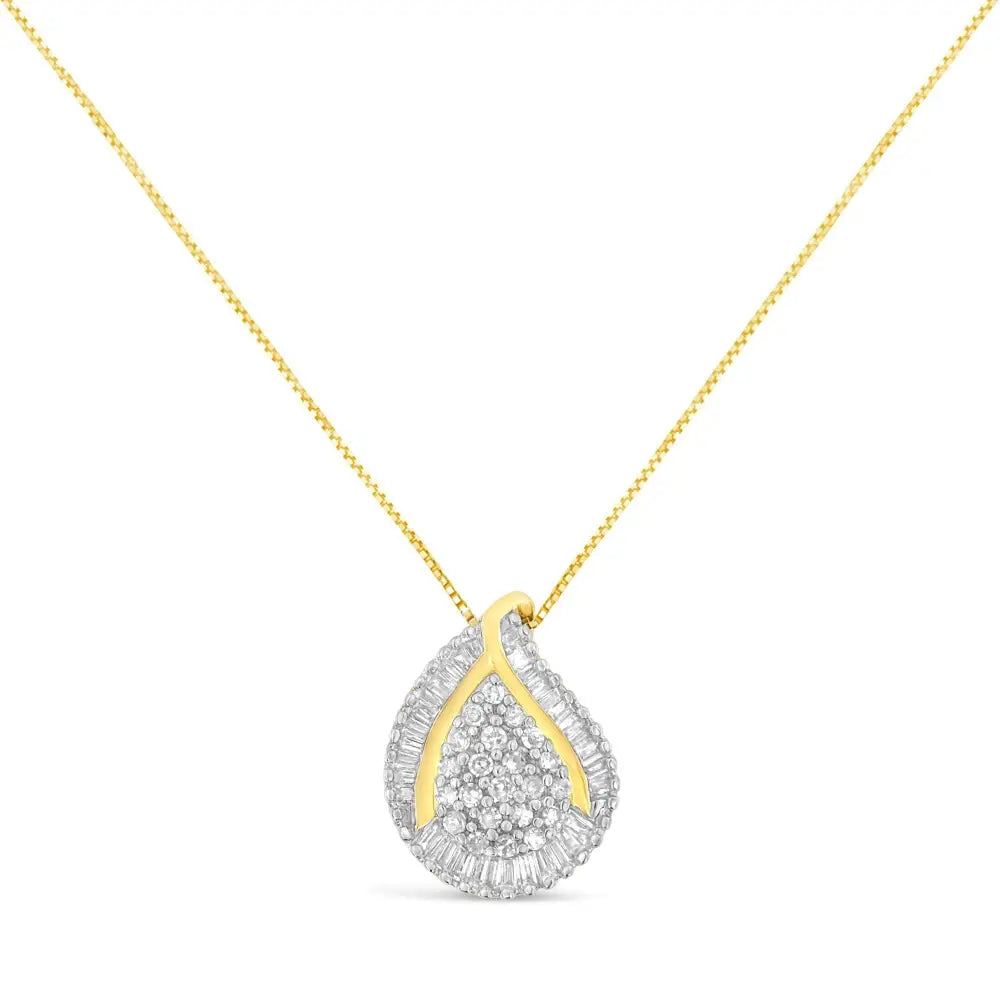 10k Yellow Gold Mixed-cut Diamond Tear Drop Pendant Necklace (0.5 Cttw J-k Color I2-i3 Clarity) - Fine Jewelry us Direct