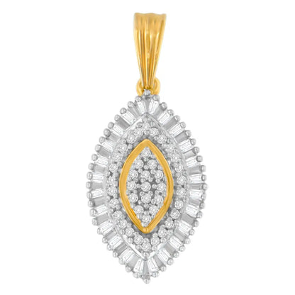 10k Yellow Gold Multi-cut Diamond Golden Burst Halo Pendant Necklace (0.5 Cttw I-j Color I2-i3 Clarity) - Fine Jewelry