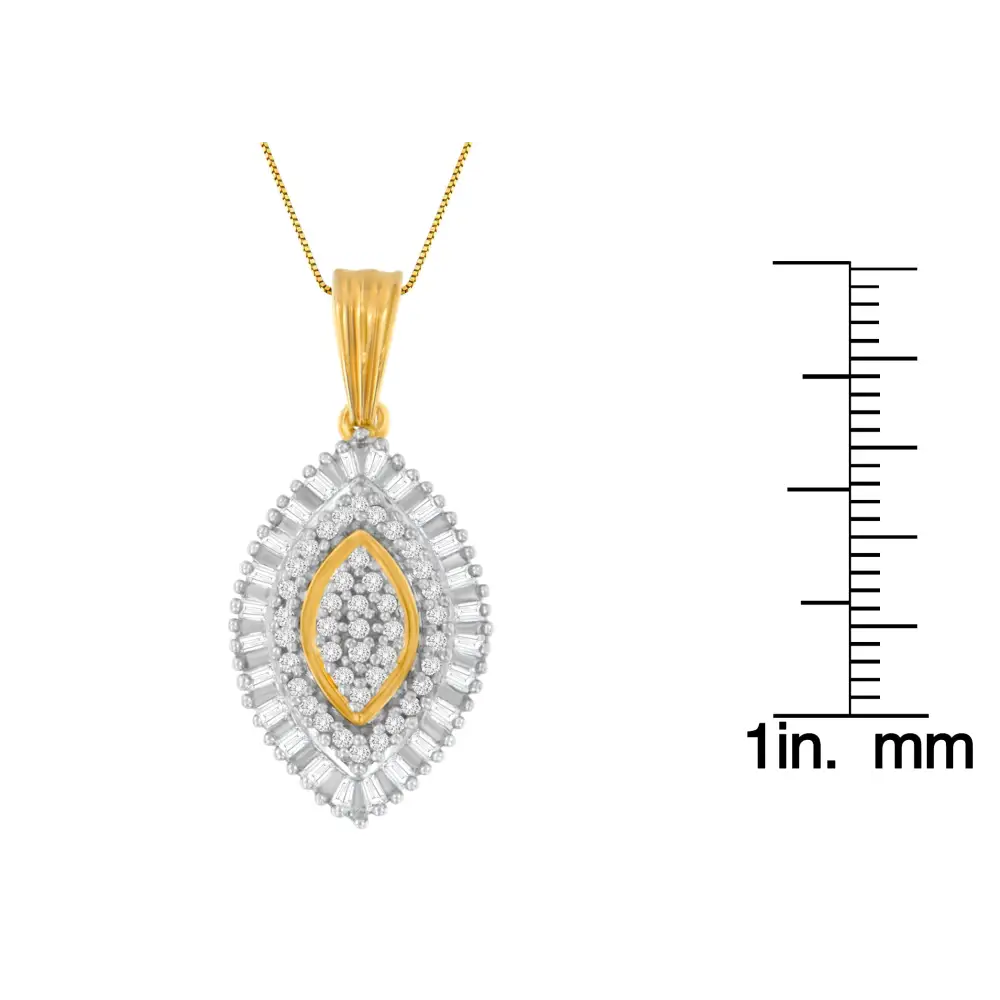 10k Yellow Gold Multi-cut Diamond Golden Burst Halo Pendant Necklace (0.5 Cttw I-j Color I2-i3 Clarity) - Fine Jewelry