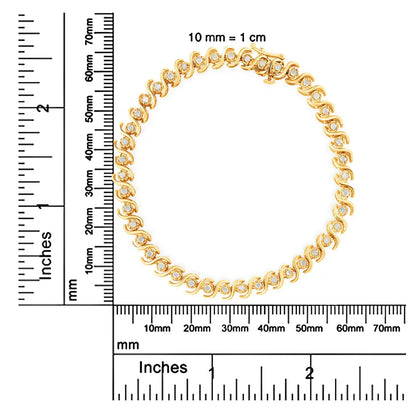 10k Yellow Gold Over.925 Sterling Silver 1.0 Cttw Round Miracle-set Diamond 7’’ Tennis Bracelet (i-j Color I3