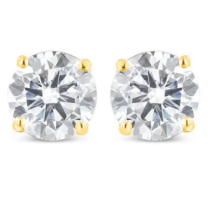 10k Yellow Gold Over.925 Sterling Silver 1.00 Cttw Round Brilliant-cut Diamond Classic 4-prong Stud Earrings with Screw